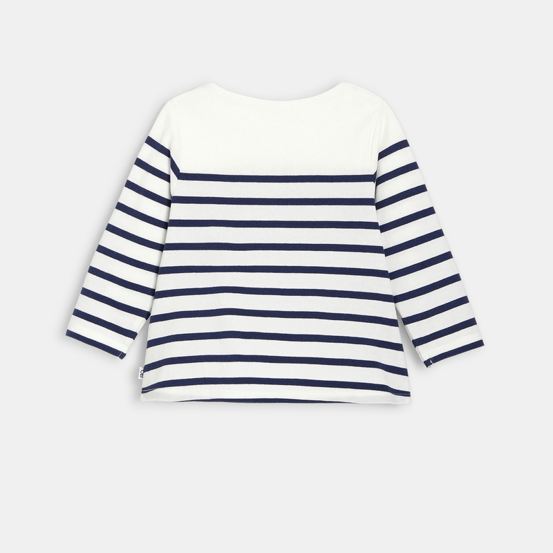 T-shirt marinière rayé coton bio bleu bébé fille
