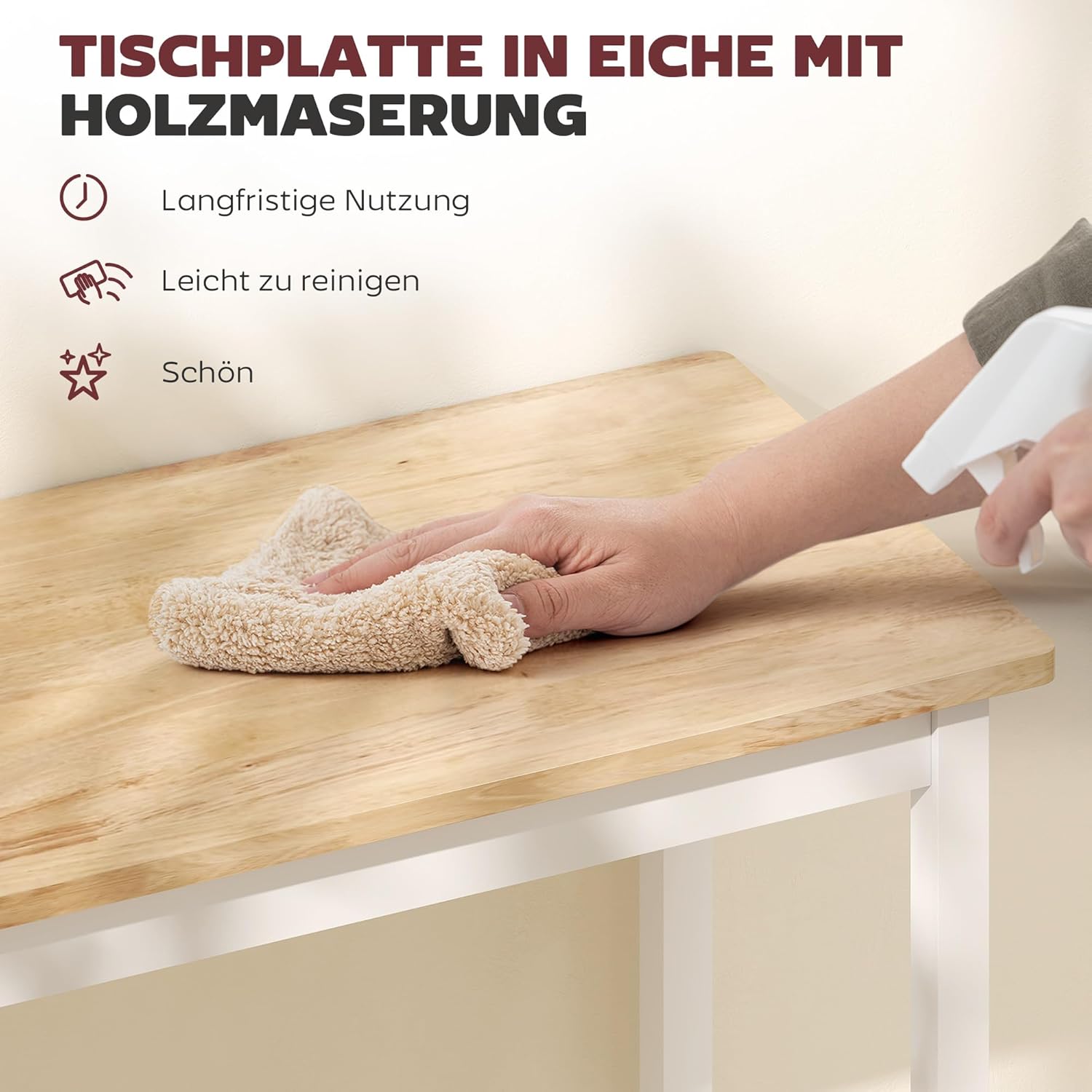 HOMCOM Bartisch Stehtisch mit Holzoptik, Küchentisch aus Massivholz für kleine Räume, Wohnzimmer, Esszimmer, 108 x 48 x 91 cm Eiche