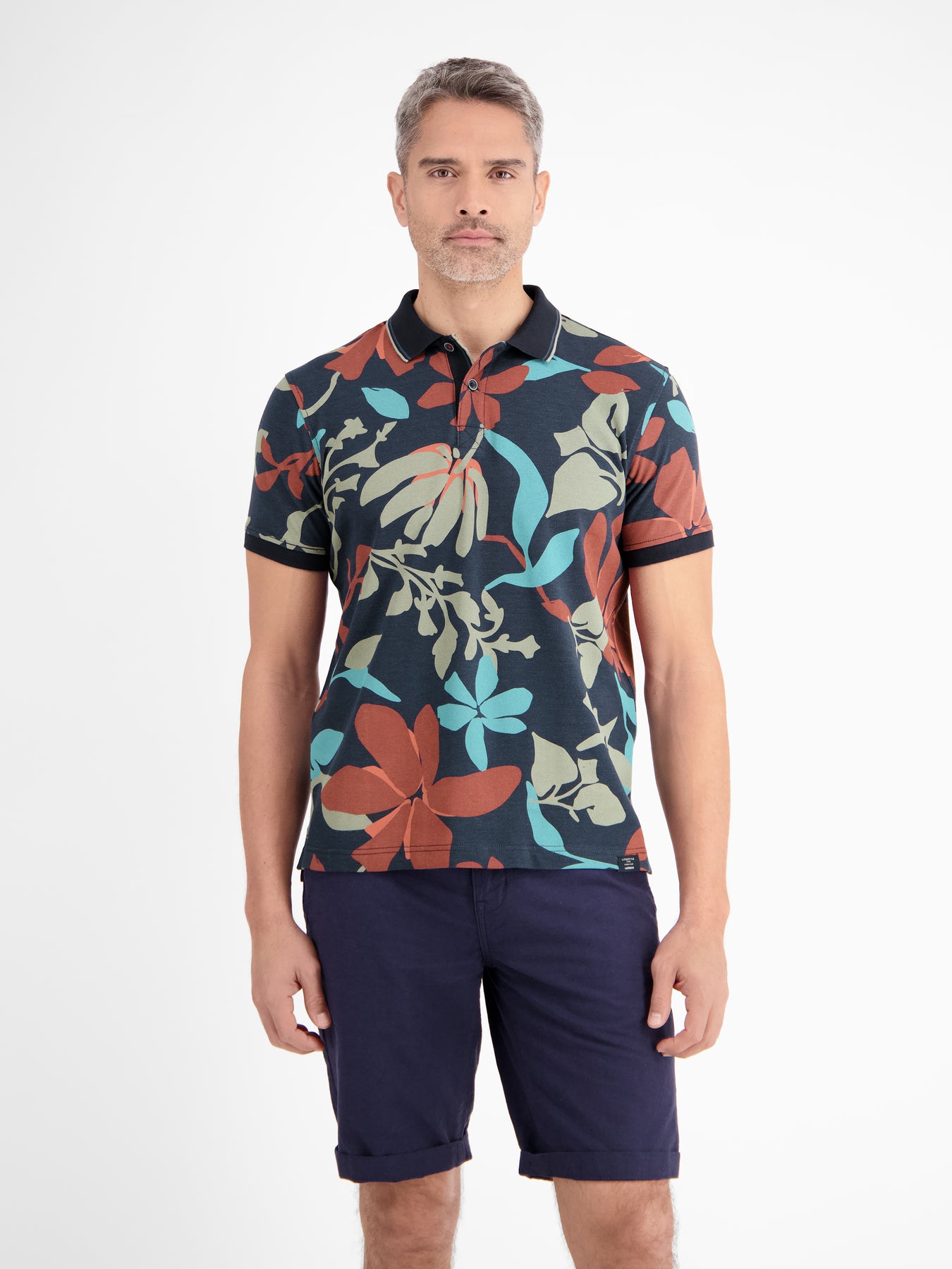 Poloshirt, sommerlich-floral gemustert