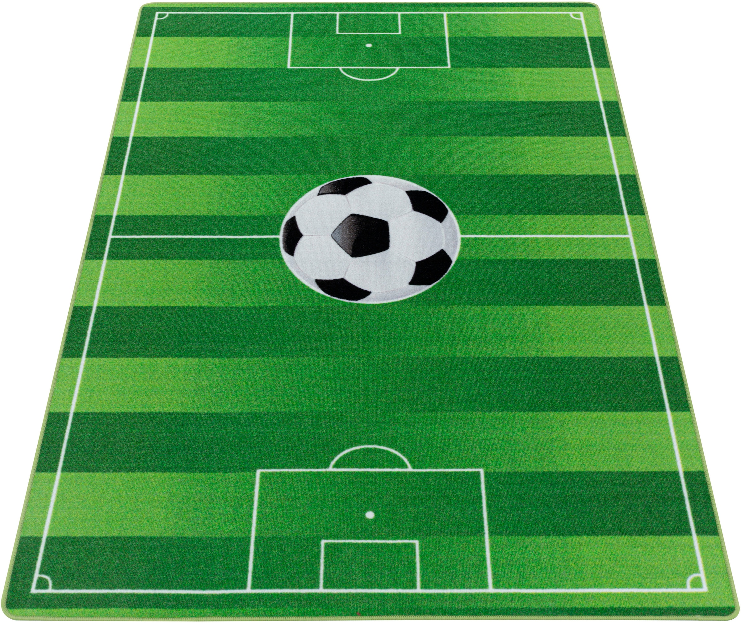 Ayyildiz Teppiche Kinderteppich »PLAY 2911« rechteckig 6 mm Höhe robuster Kurzflor, Spielteppich, Fussball, Rasen, Kinderzimmer