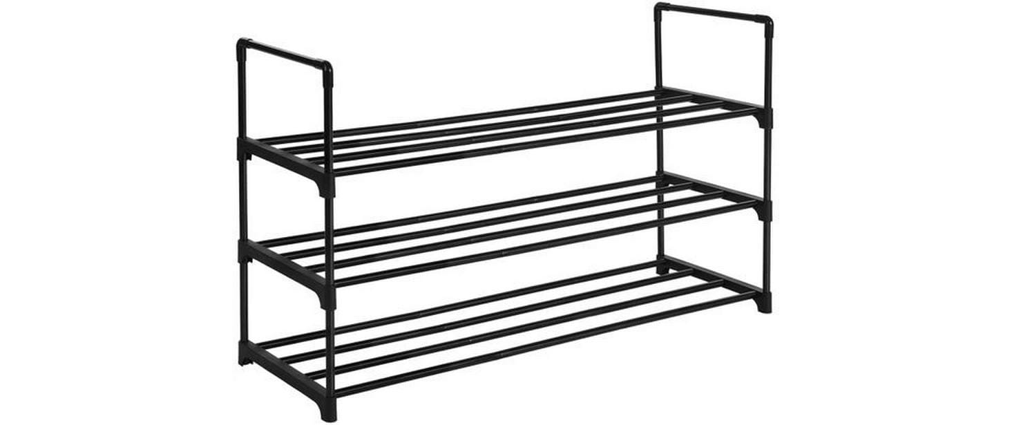 Schuhregal mit 3 Ablagen 92 x 30.5 x 55 cm, SchwarzSchuhorganizer