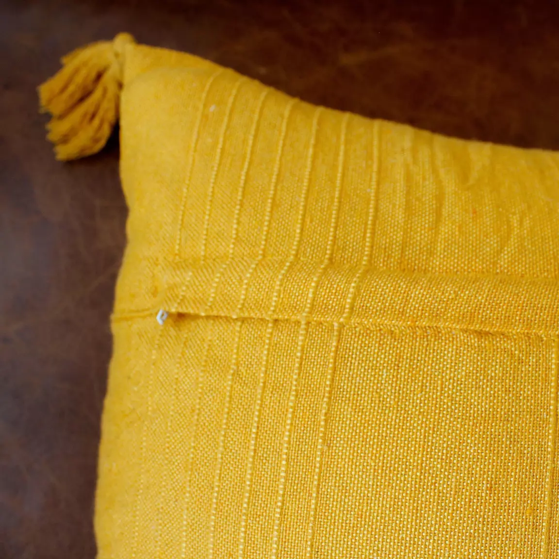 Coussin carré coton recyclé (40 x 40 cm) Bombay Jaune moutarde