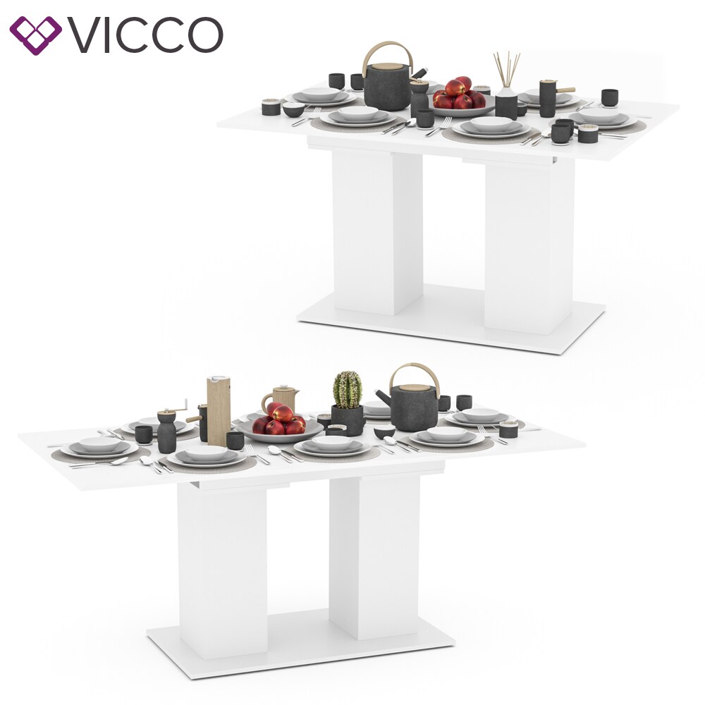 VICCO Esstisch DIX 140 - 180 cm Weiß matt Esszimmertisch ausziehbar Küche Tisch