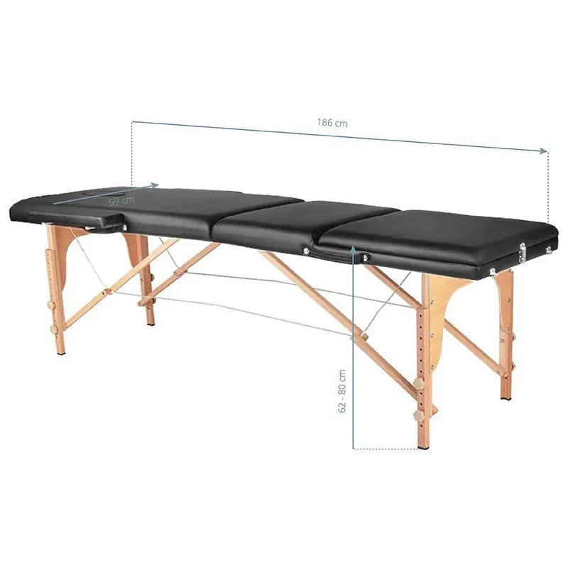 Activeshop sammenklappelig massagebriks 3-delt, træ, model Comfort Activ FIZJO, sort