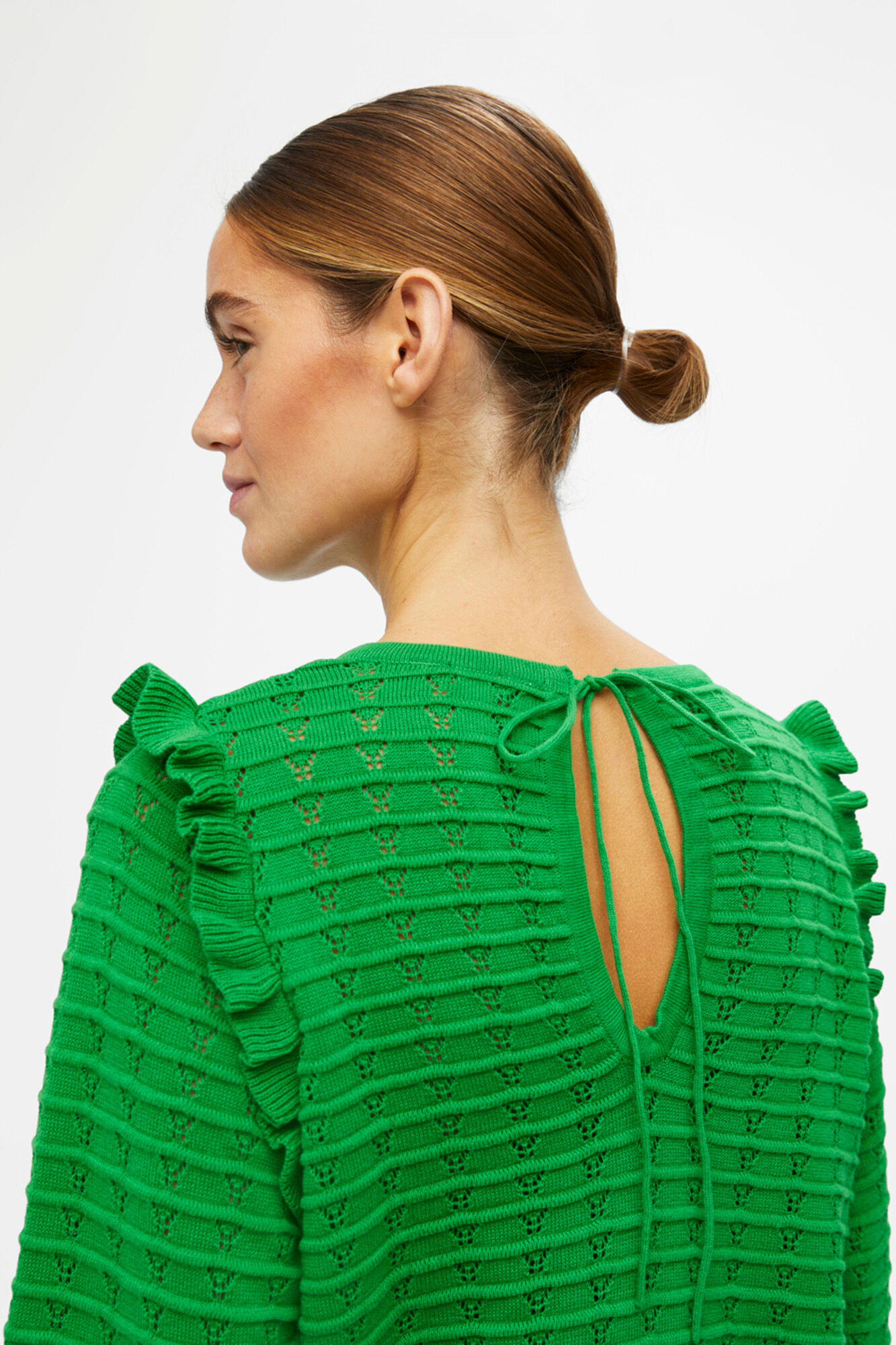 Blusa de malha com babados - Verde