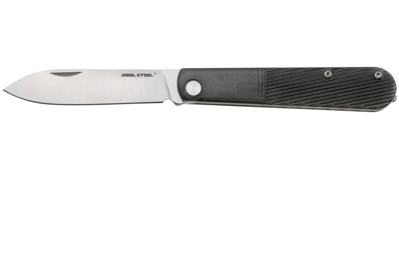 Real Steel Barlow RB1, 8041B Droppoint 12C27, Black PC, slipjoint zakmes
