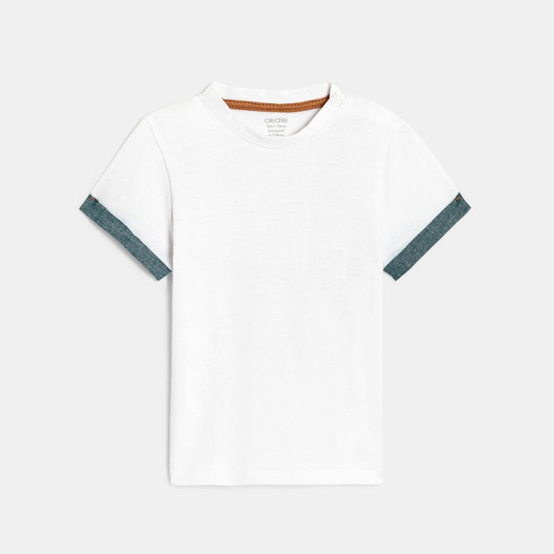 Salopette courte dinosaures et t-shirt maille piquée orange bébé garçon Orange