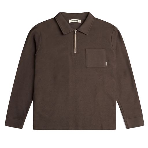 Woodbird Alter Half-Zip Sweatshirt, Brun, S