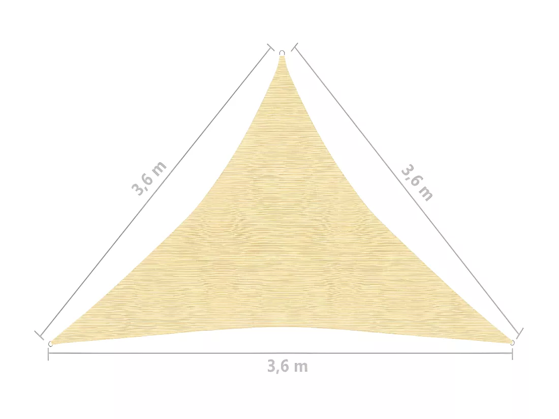 Voile d'ombrage en PEHD triangulaire 3,6x3,6x3,6 m Beige