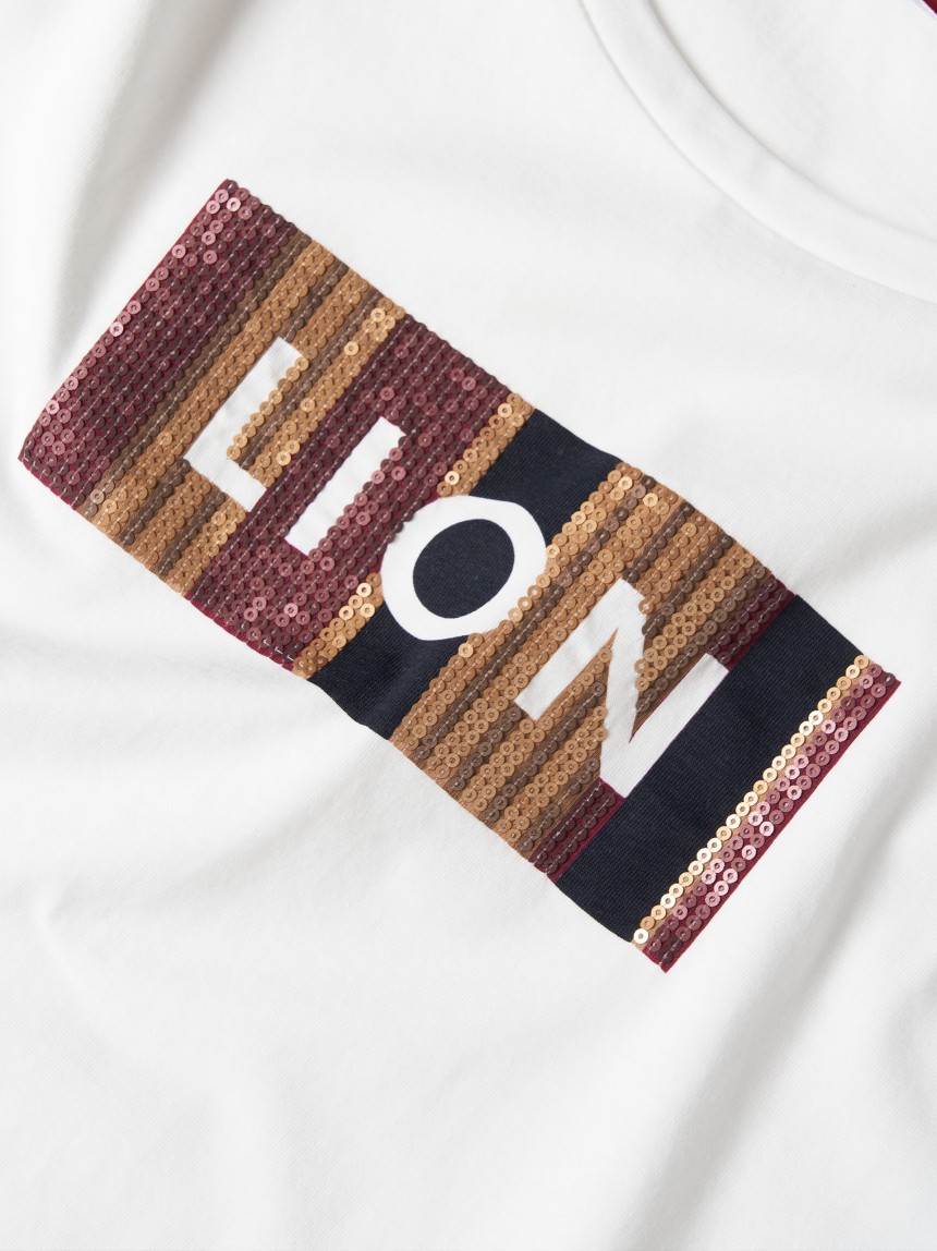 T-shirt Lion com lantejoulas