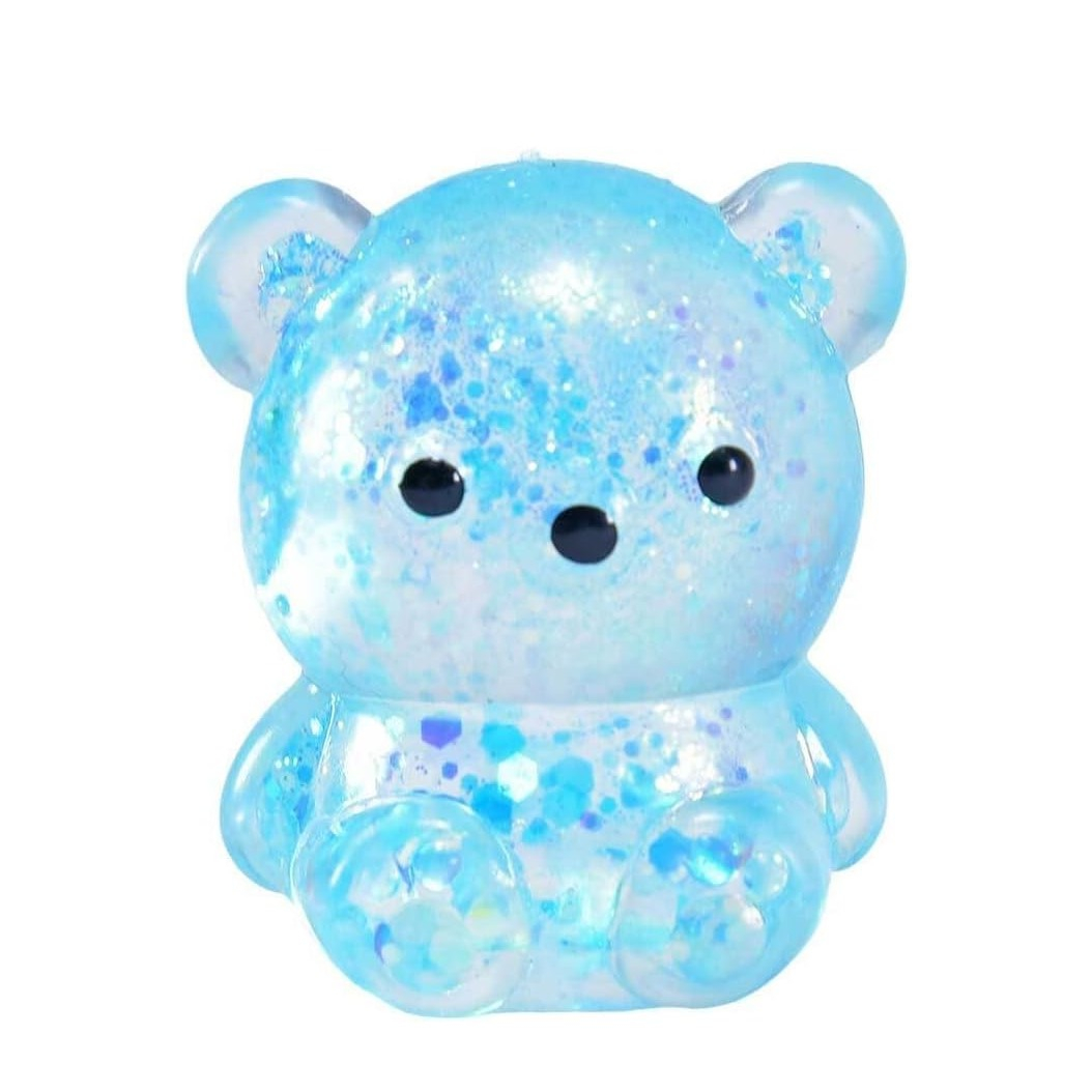 (75x65mm) Anti Stress Knautsch Bär Squeeze Spielzeug Glitzer Squishy Gummibär - Assortiert