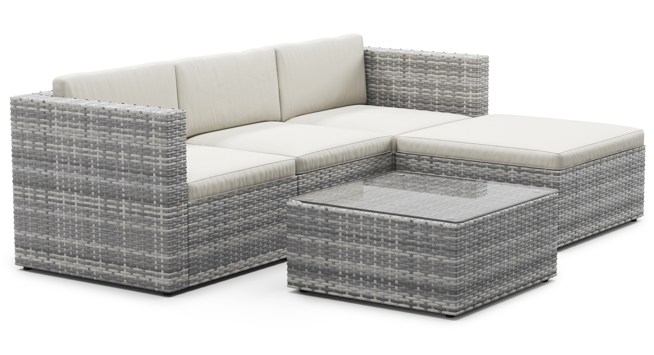 Rattanlounge MALIBU grau/beige