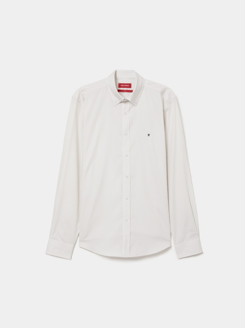 Camisa regular fit em algodão às riscas