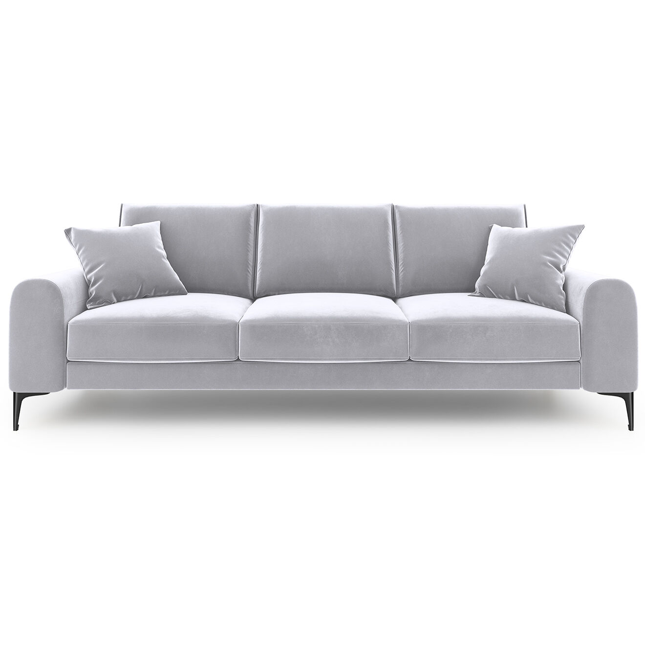 Mazzini Sofas Canapé Velours Madara gris clair - 222x102x90 cm
