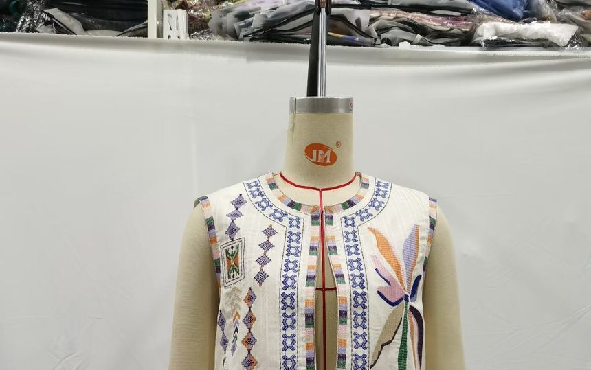 Susaine - Open vest met bloemenborduursel