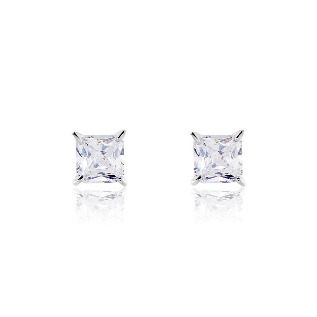 Boucles D'oreilles Puces Alys Argent Blanc Oxyde De Zirconium