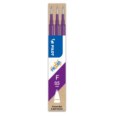 Pilot Frixion Ball - 3 Recharges pour rollers effaçables - 0,5 mm - violet