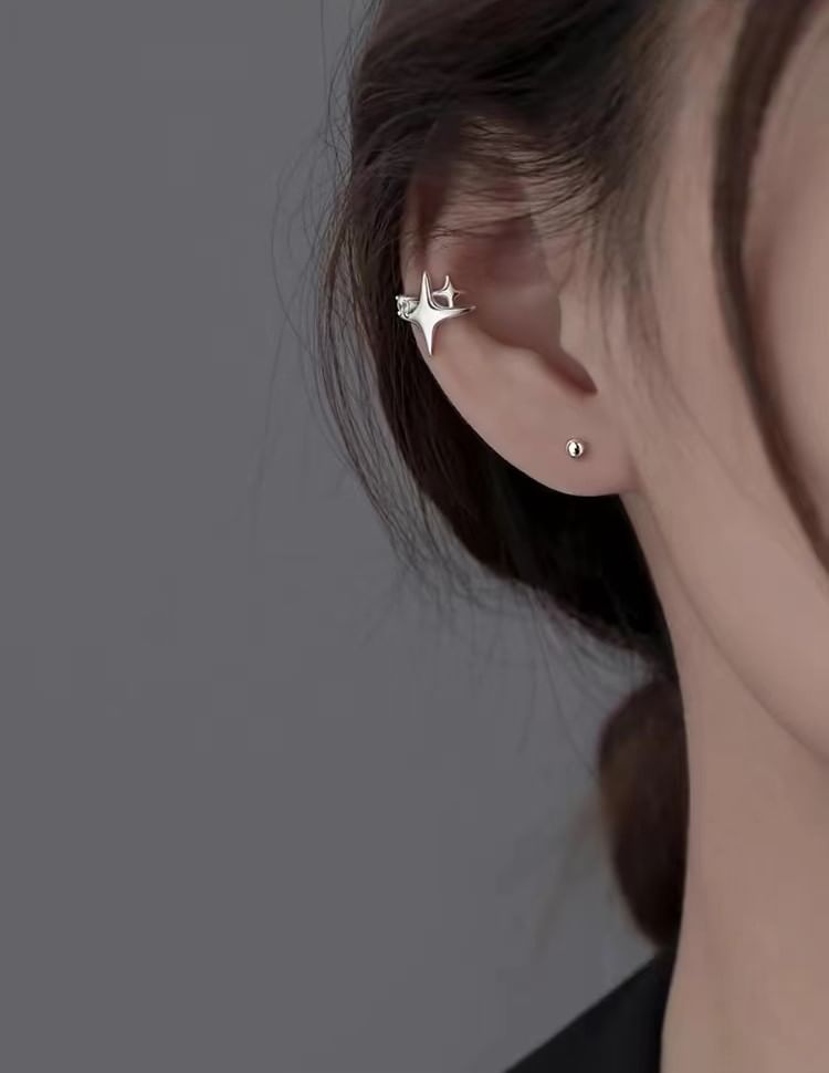 Parskletie - 925 Sterling Zilveren Strass Ster Oormanchet