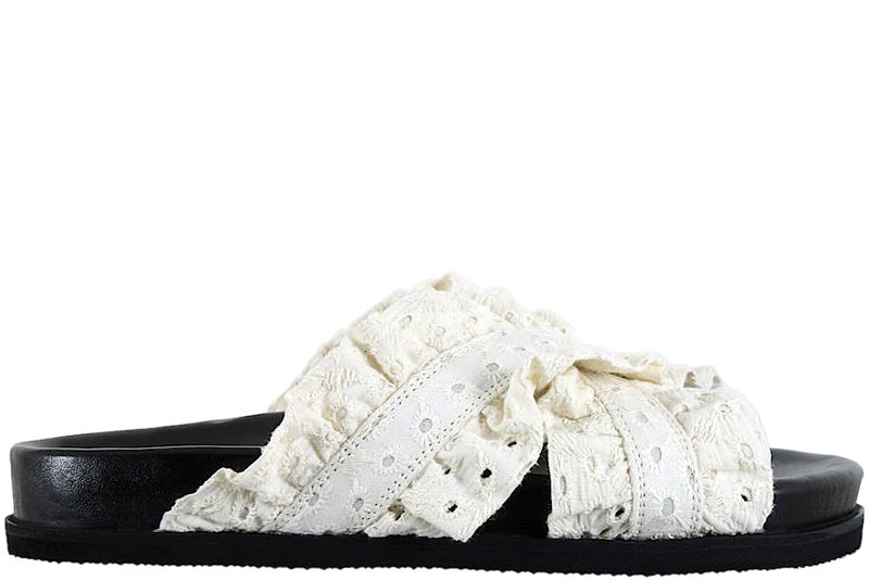 COPENHAGEN SHOES DAYSI SLENTERS I HVIDT TEKSTIL