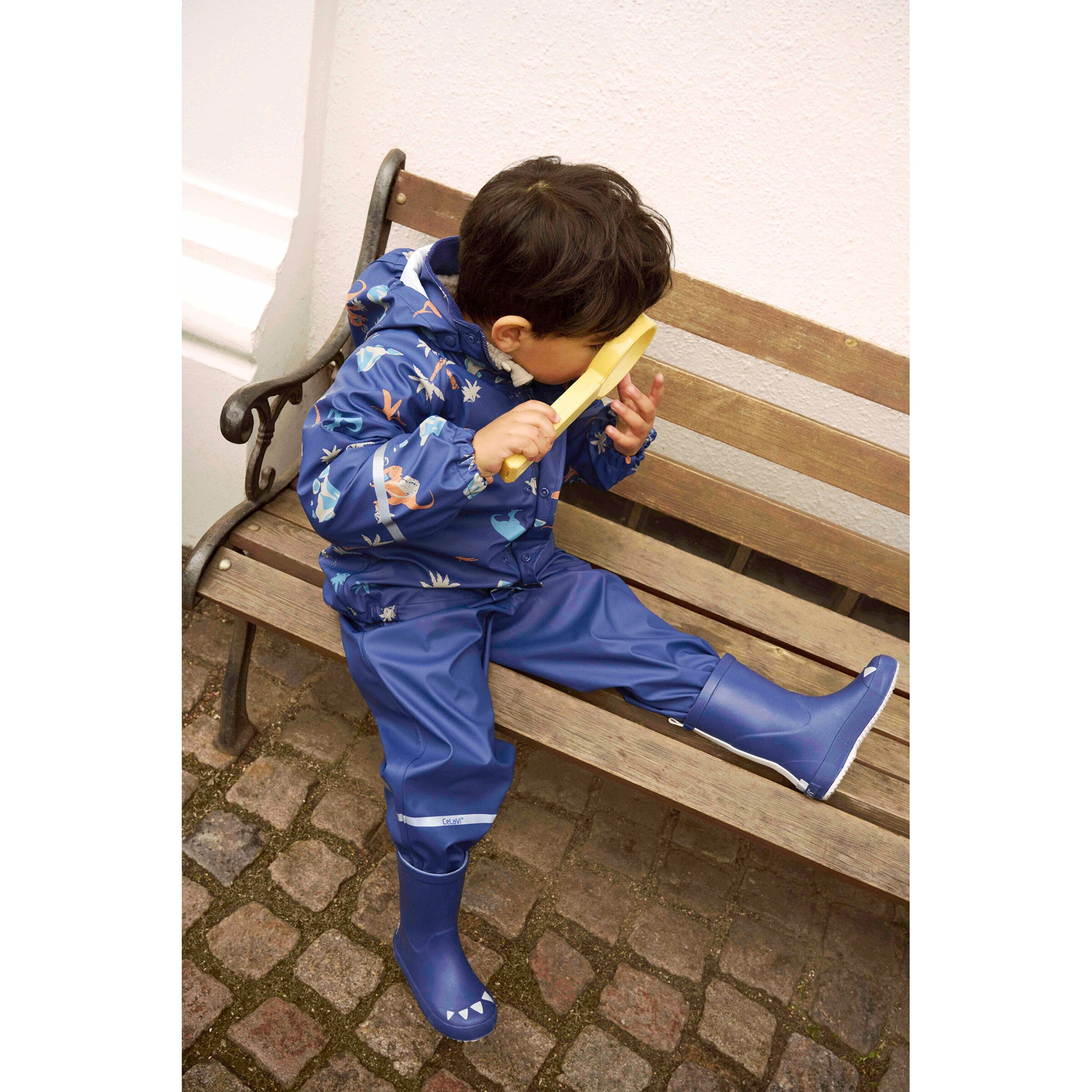 CeLaVi 2-tlg. Set Regenjacke und Regenhose Dinos marine/bunt