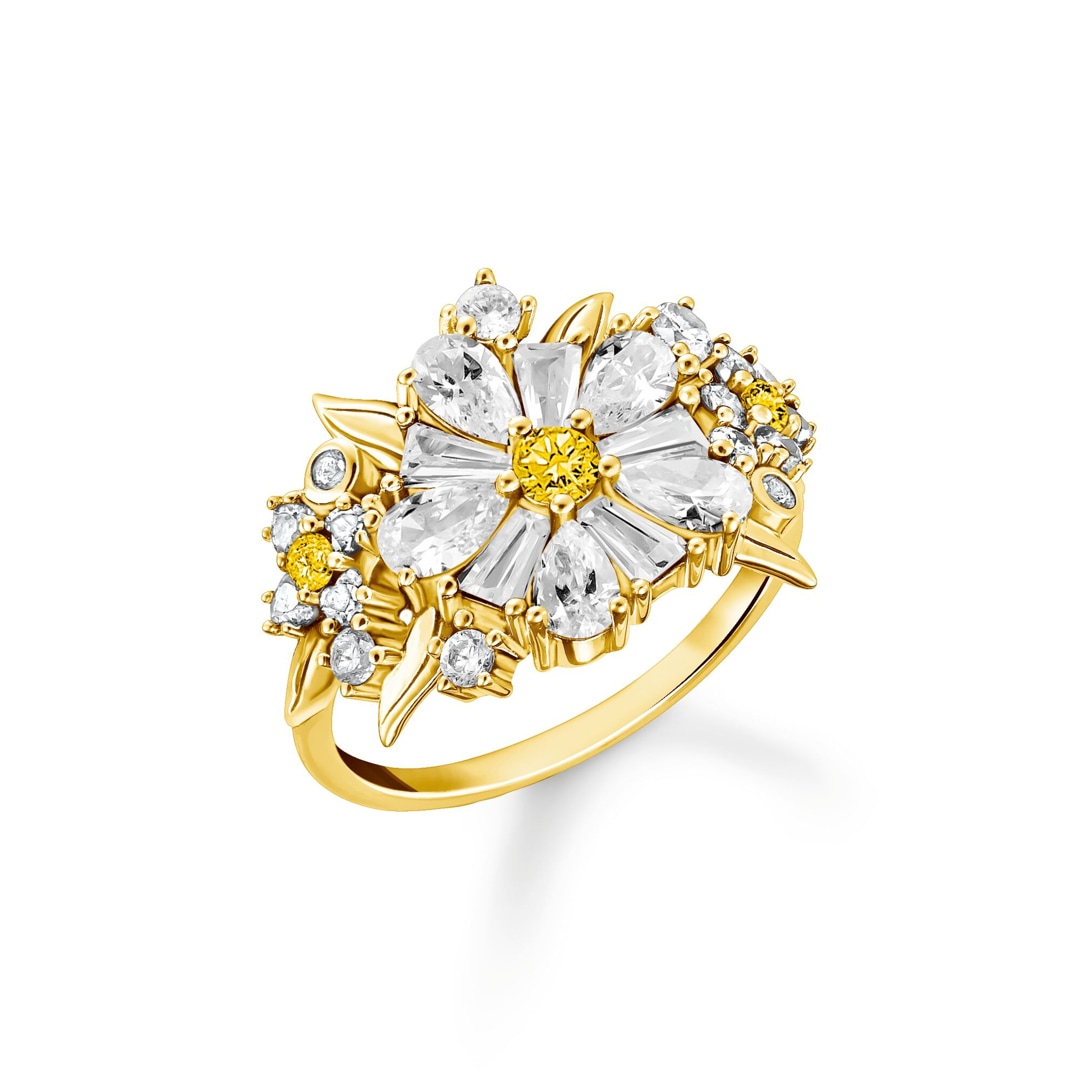 Thomas Sabo Blooming Skies Cocktailring Blume Lovely Daisy mit Steinen vergoldet