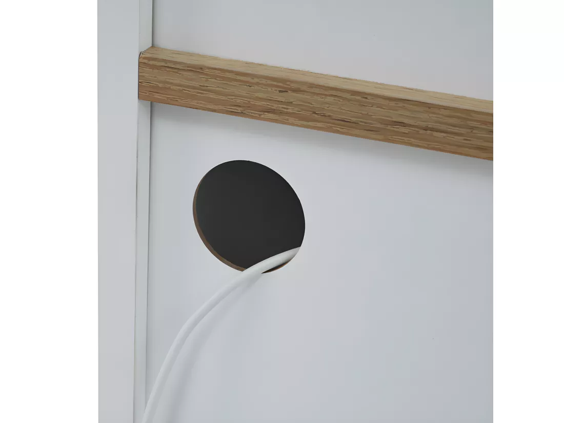 Buffet、Meuble de bar pivotant et escamotable avec LED - grand espace de rangement - style contemporain - Blanc