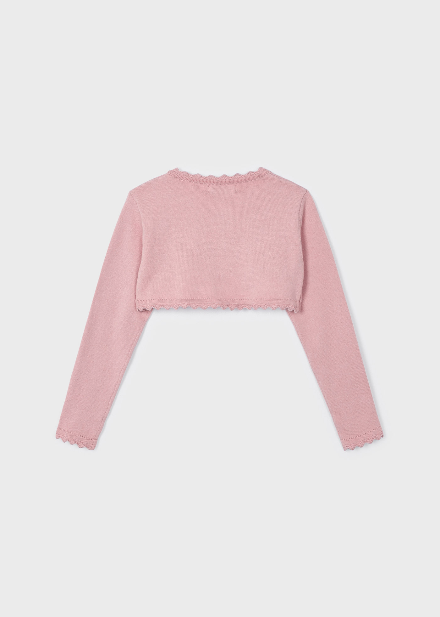 Cardigã estilo bolero em malha de algodão sustentável para meninas