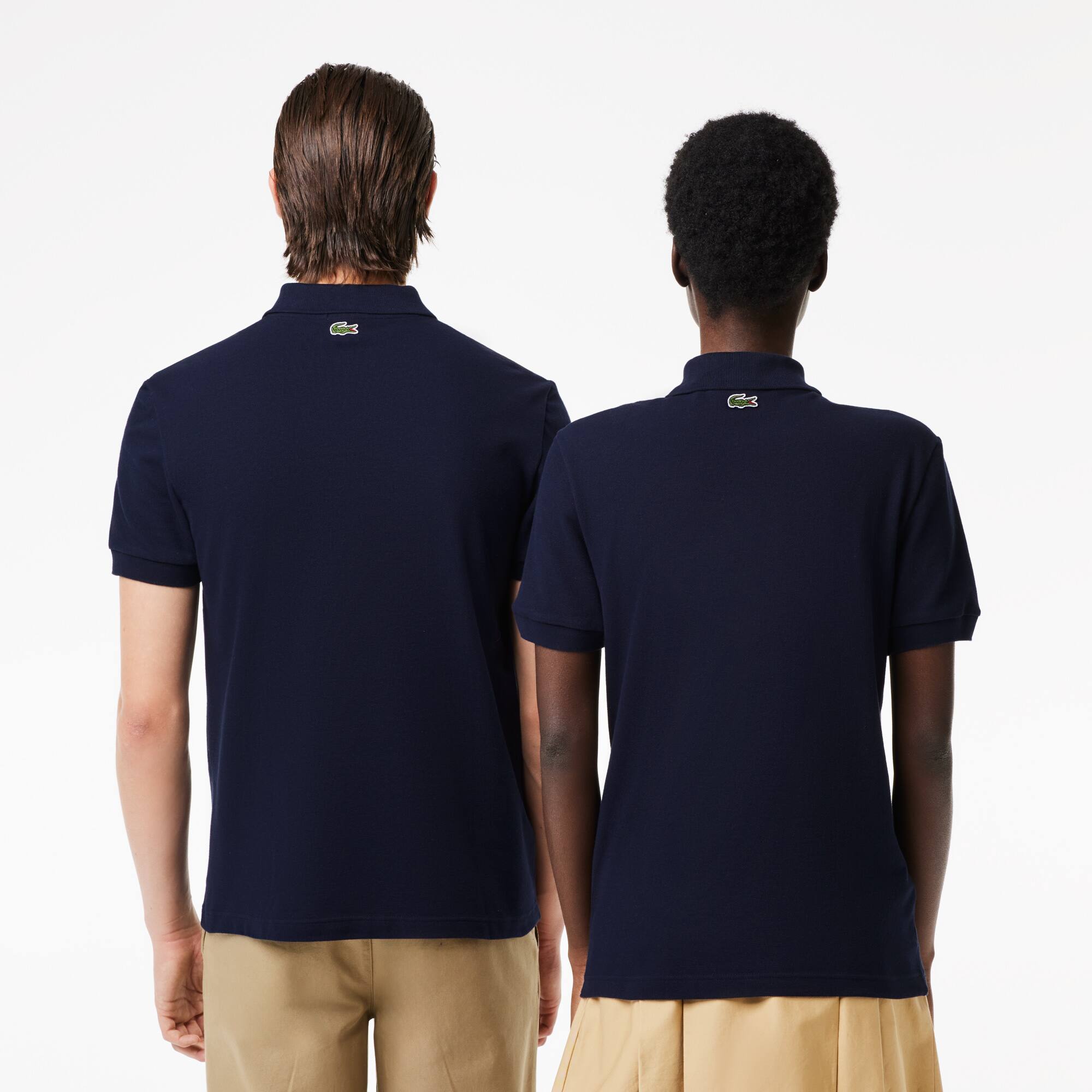 Polohemd mit LACOSTE-Signatur-Aufdruck Kurze Ärmel - Blau - Lacoste - Unisex