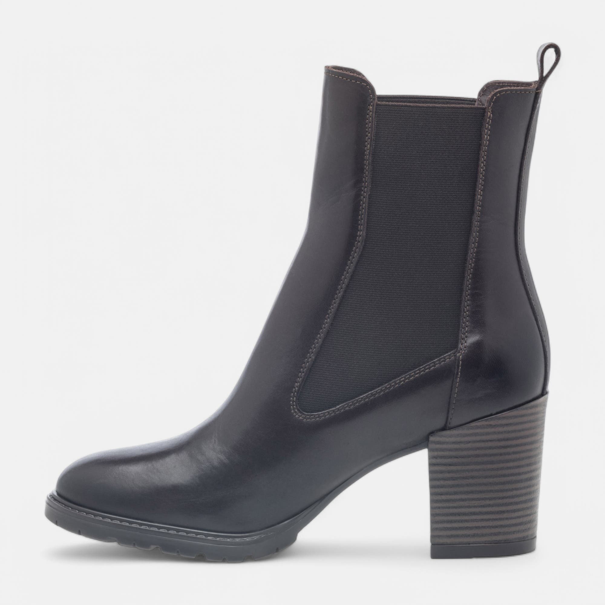 Boots chelsea à talon Femme en cuir marron