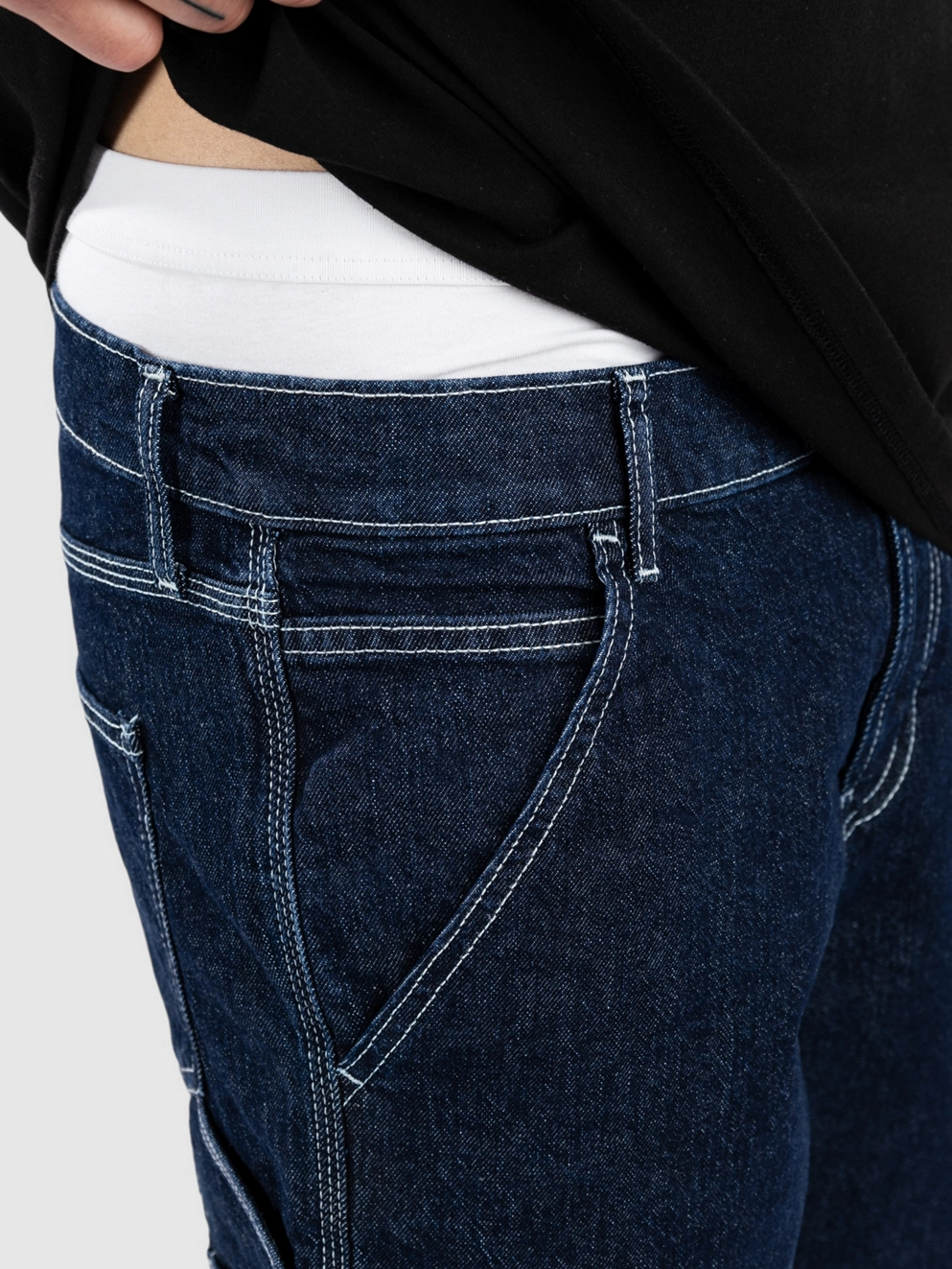 Denim Project Workwear Denim Shorts dark blue rinse