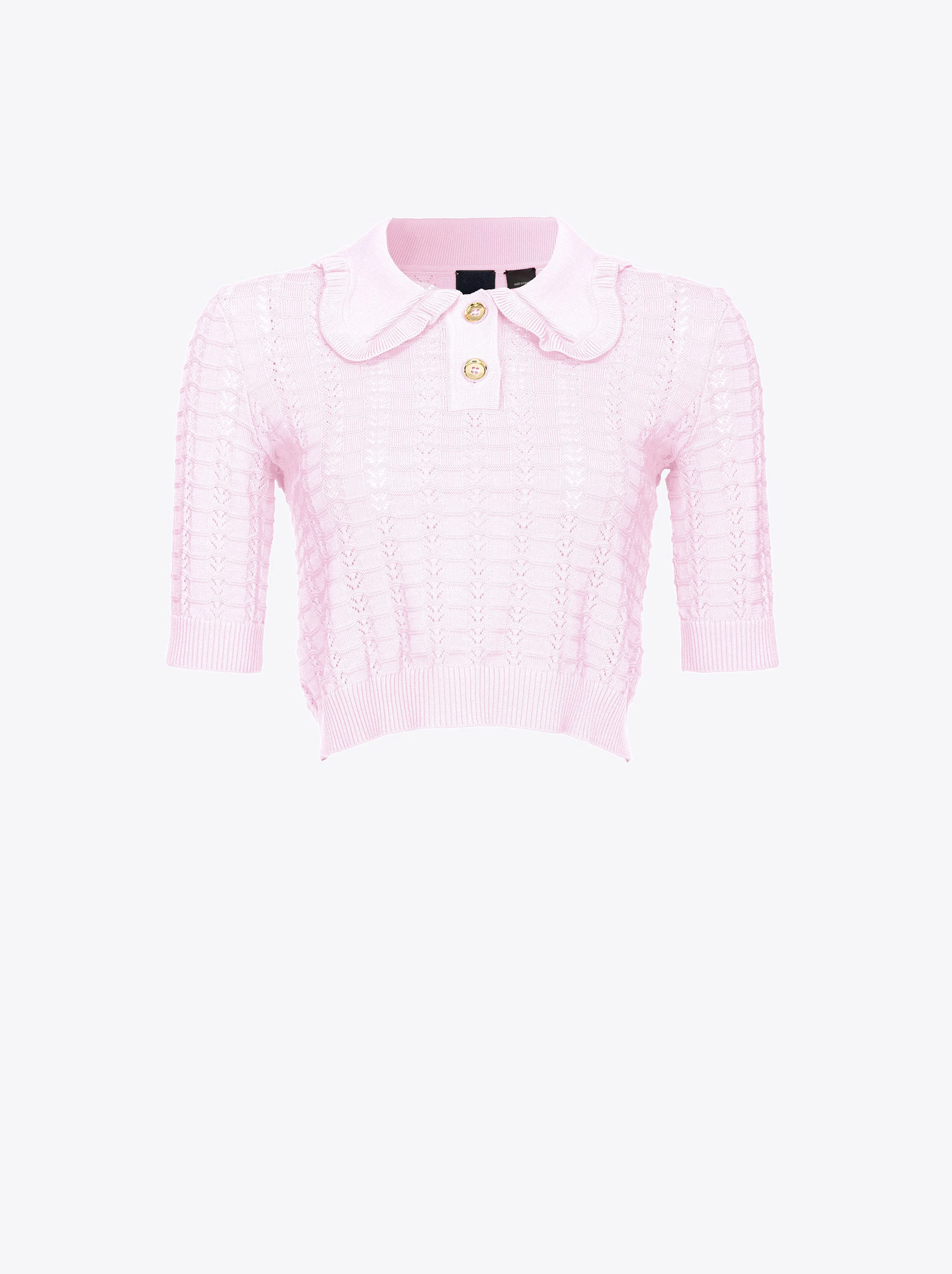 Pull court au point déventail | Rose