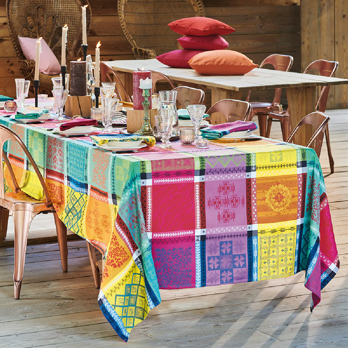 Nappe pur coton multicolore 115x115 Garnier Thiebaut