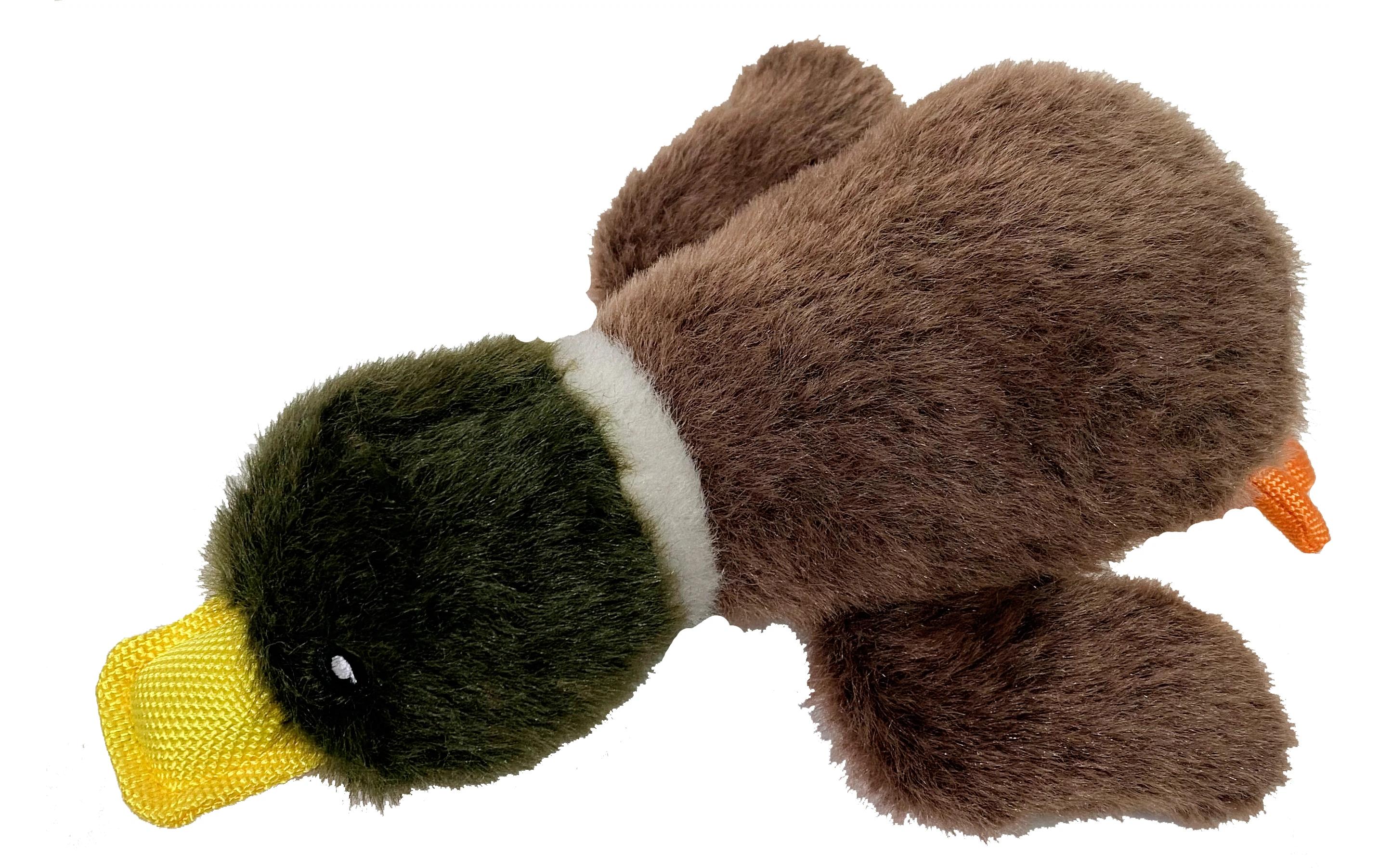 Hunde-Spielzeug Flingerz Furry Ente, Braun/GrünWurf-Hundespielzeug
