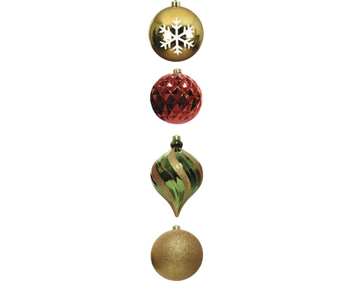 Kerstboomballen van kunststof Ø 15 cm rood groen 6 stuks