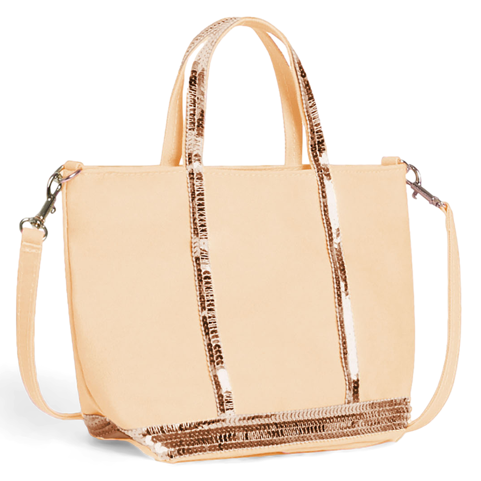 Mini cabas XS à sequins en toile de coton | Beige