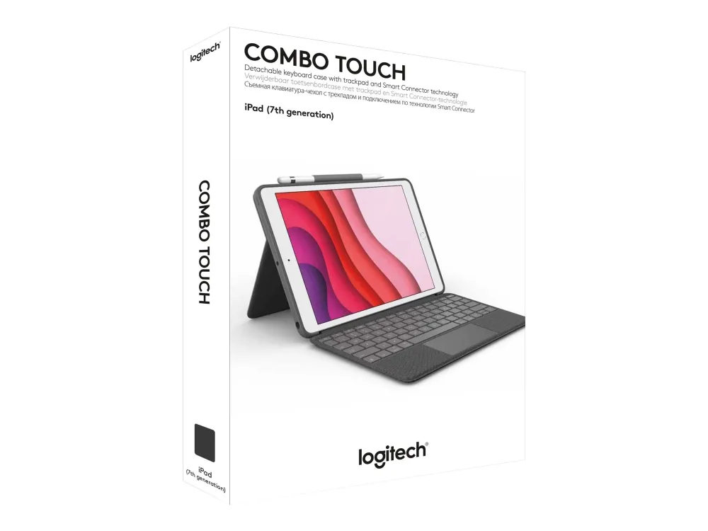 Logitech® | Combo Touch - Tastatur og folio-kasse - med trackpad - bagbelyst - Apple Smart connector - QWERTY - Pan Nordic - grafit - for Apple 10.2-inch iPad (7. generation, 8. generation, 9. generation)
