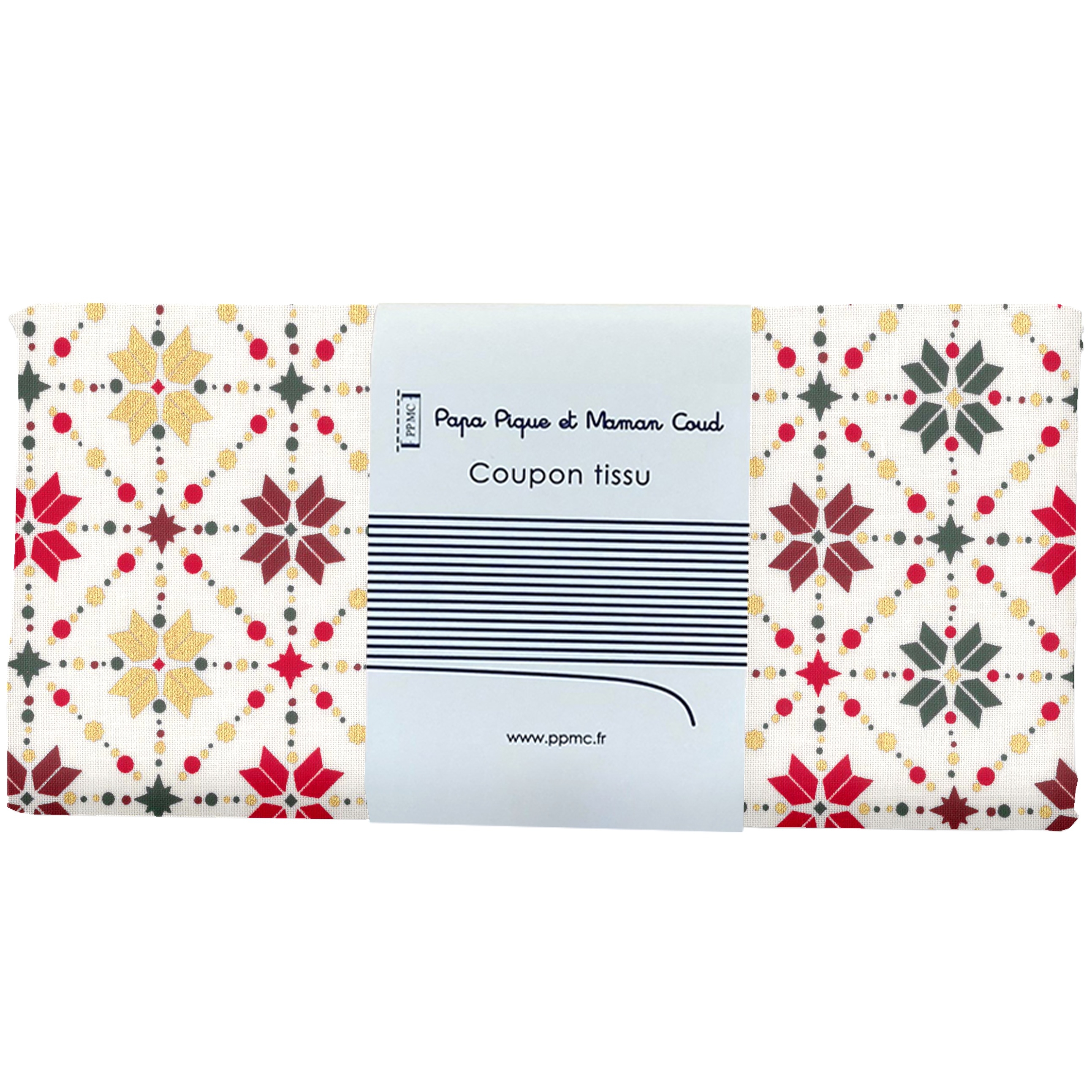 Coupon Tissu 50 Cm Ex2318 Géometrique Scandinave Or Écru