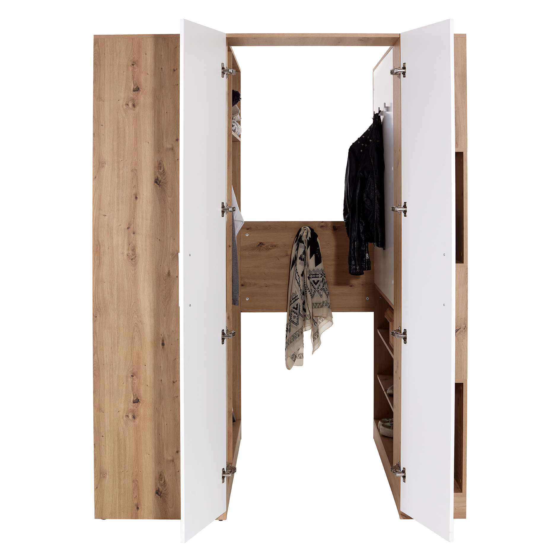 Eckschrank - Artisan Eiche-alpinweiß - begehbar