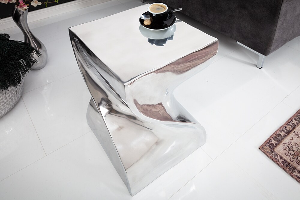 riess-ambiente Beistelltisch TWIST - 30cm silber Aluminium poliert Sitzhocker Modern Design