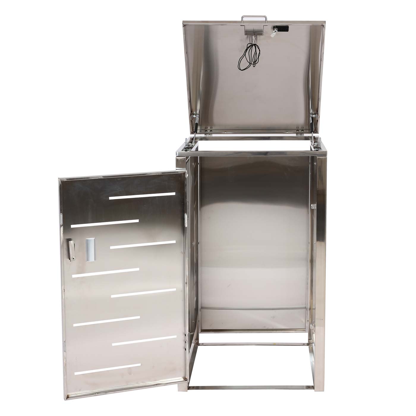 1er-Mülltonnenverkleidung MCW-E83, Mülltonnenbox Mülltonnenabdeckung, erweiterbar 103x60x62cm ~ Edelstahl 23kg