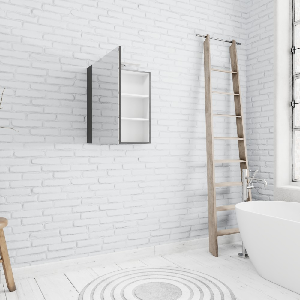 Zaro Beam spiegelkast antraciet 60x70x16cm 1 deur