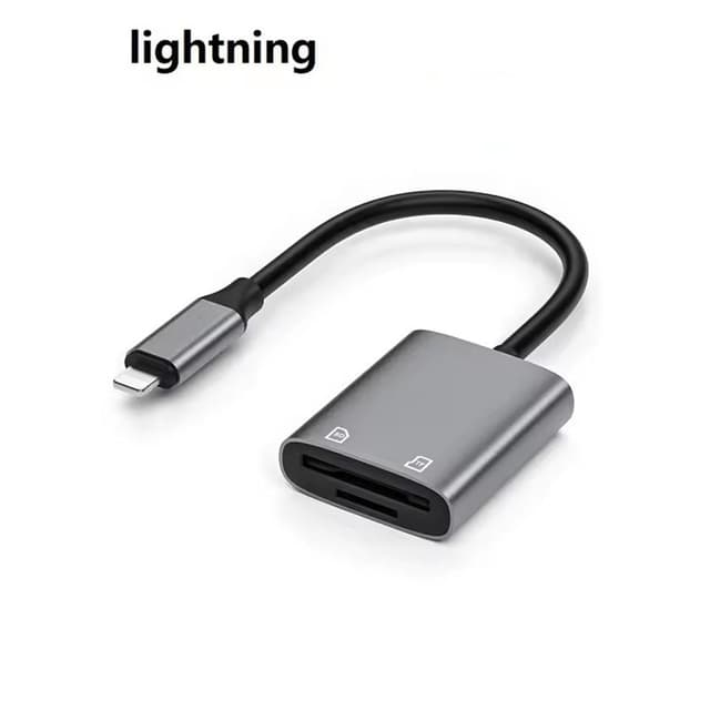 NÖRDIC Lightning-kortlæser 2-slots SD, MicroSD UHS-I