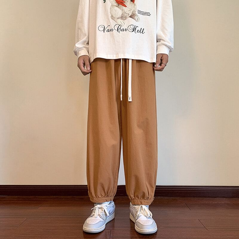 Ayuyel - Effen cropped harembroek met trekkoordtaille