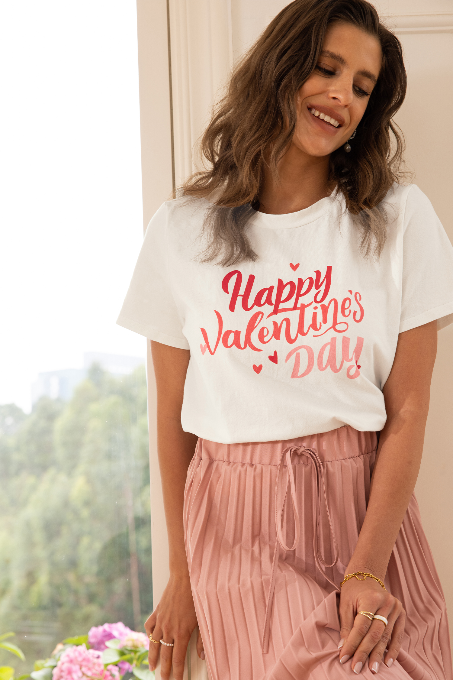 T-shirt à graphique de la Saint-Valentin blanc