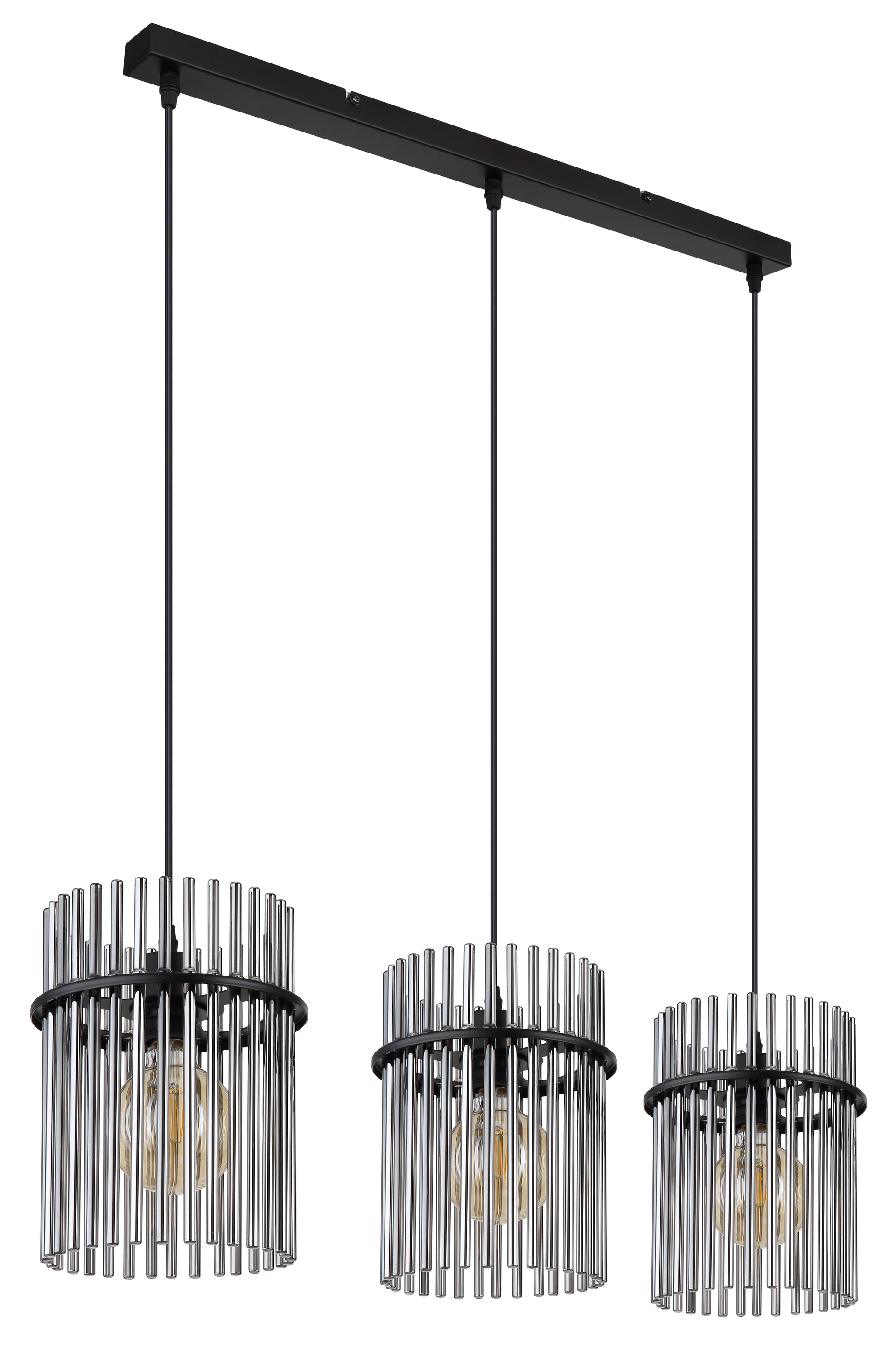 GLOBO Retrofit Balkenpendel GORLEY 3-flg schwarz /rauchfarbig