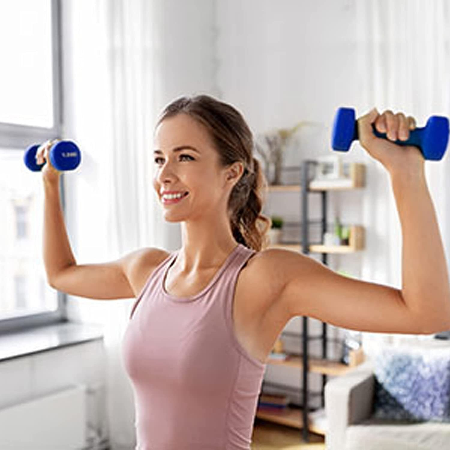(7-tlg. Set) 10 kg Vinyl Fitness Kurzhanteln Sport Gewichte mit Aufbewahrungskoffer - Bunt