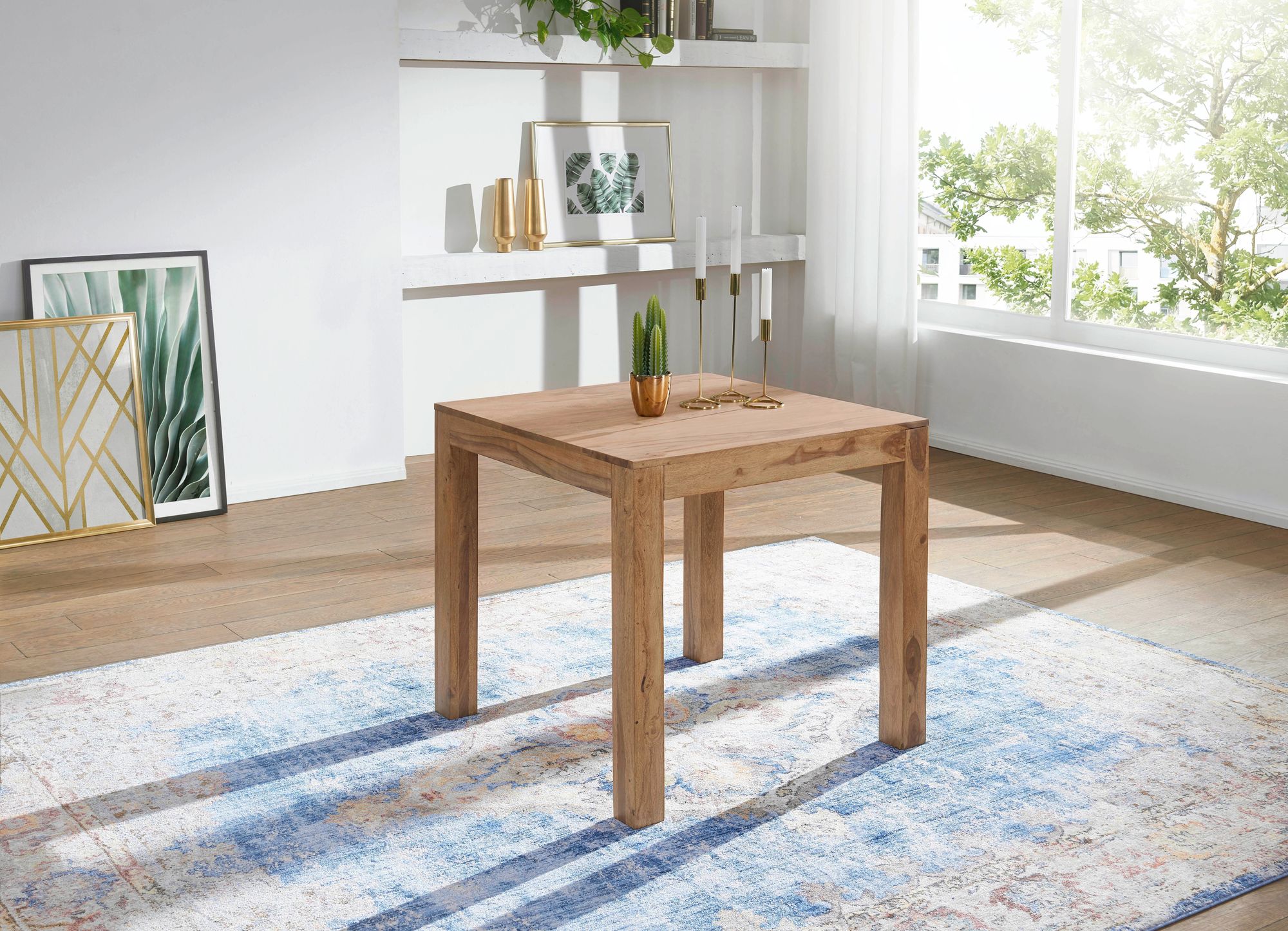 Esstisch quadratisch Massiv 80 x 80 cm Akazie Küchentisch Esszimmer Tisch