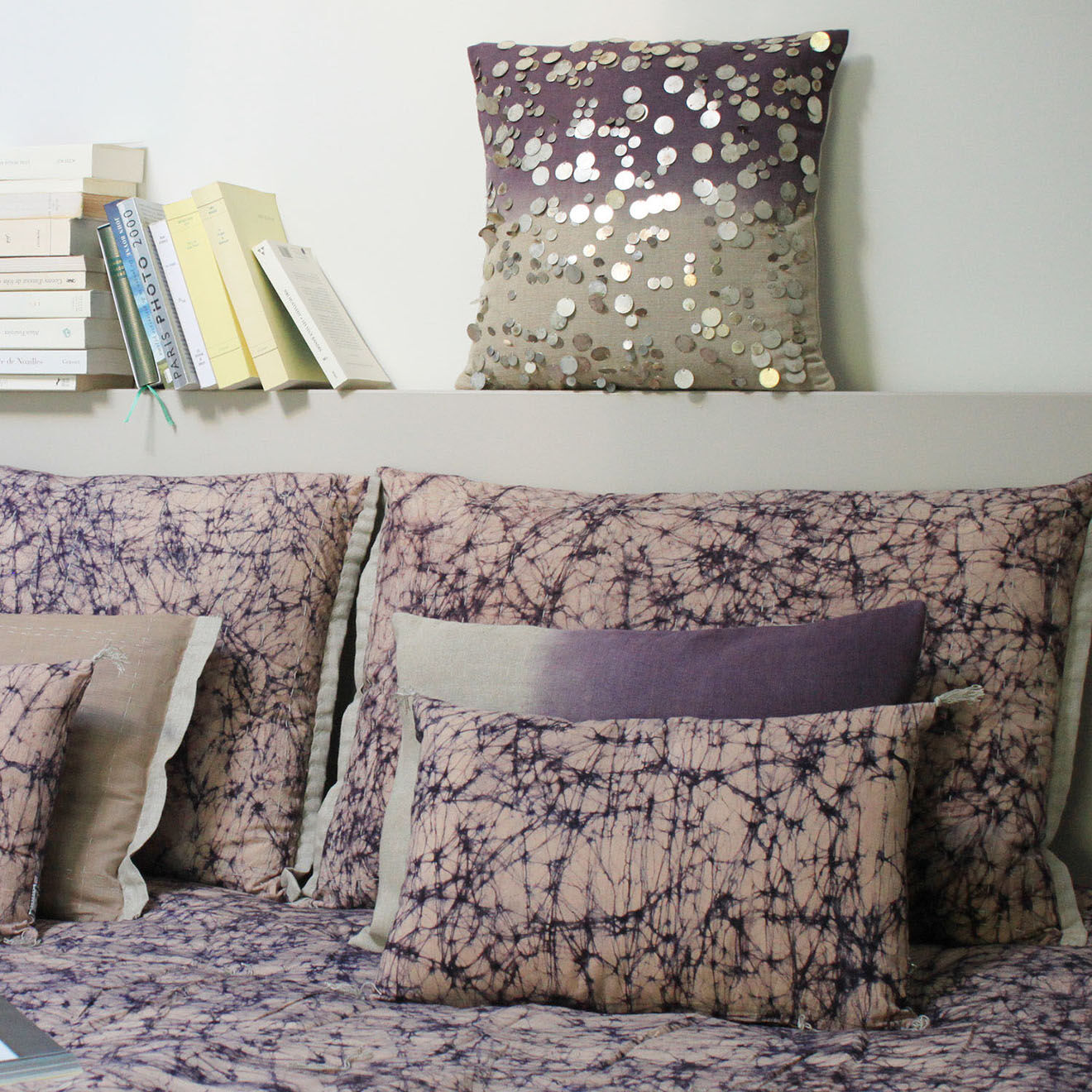 En Fil d'Indienne Housse de Coussin Gipsy Tie & Dye violette - 40x40 cm