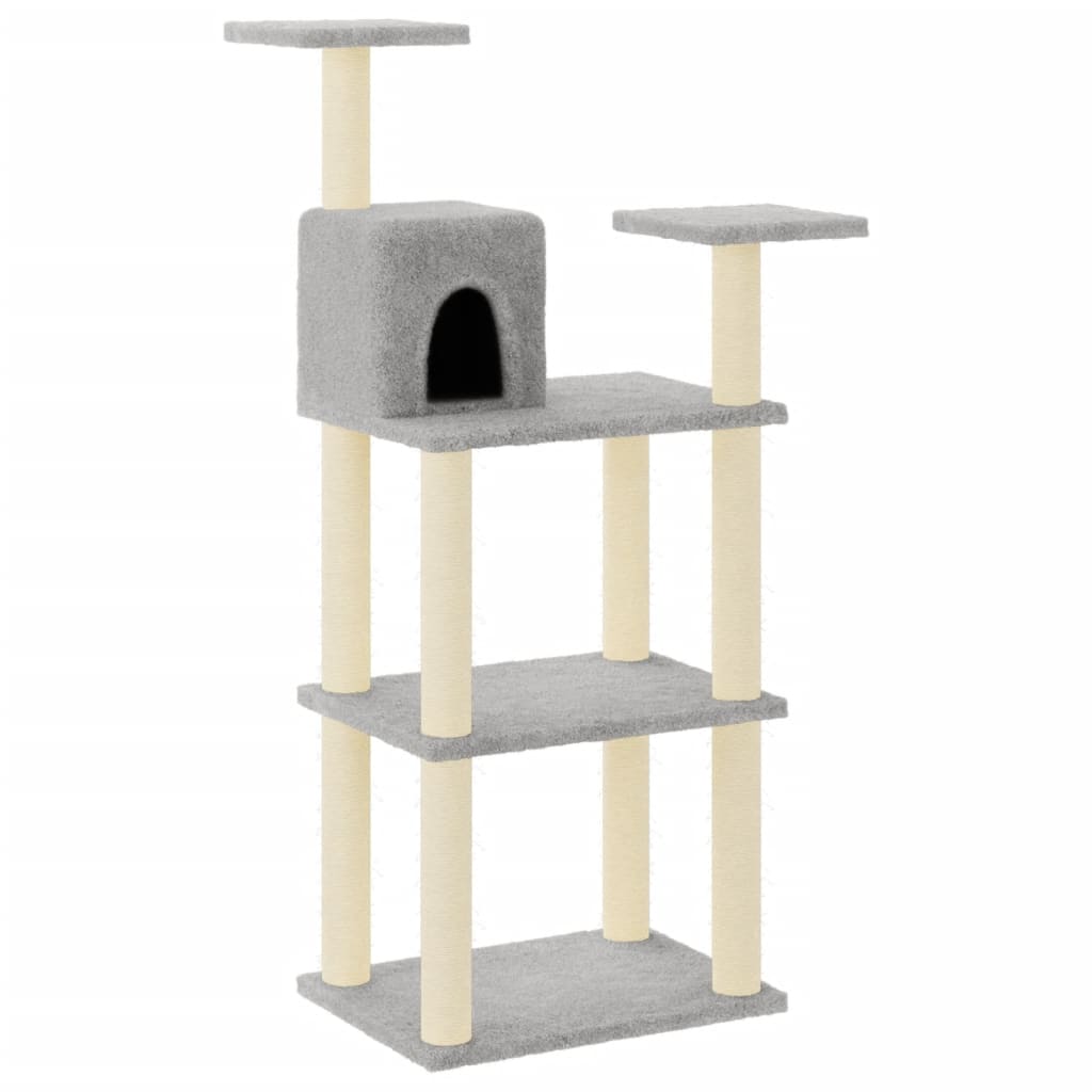 Arranhador para gatos Vidaxl com postes de sisal cinza claro