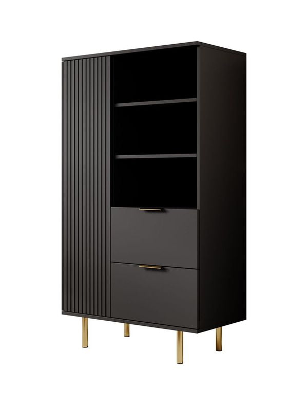 Nicola - Vitrinekast - Zwart - 80x41x140 cm